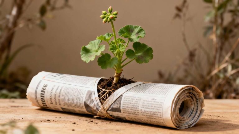 A Simple Roll of Newspaper Is Enough: The Forgotten Method That Carries Your Geraniums Through Winter Without Water, Without Soil… and Without Spending a Penny
